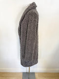 MARCCAIN GREY BOUCLE KNIT MID LENGTH COAT SIZE N5 UK 16