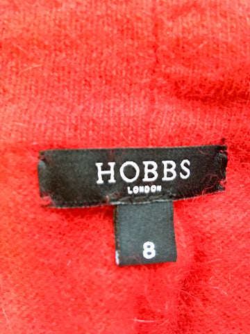 HOBBS RED LAMBSWOOL & ANGORA BLEND SHORT SLEEVE BOLERO CARDIGAN SIZE 8