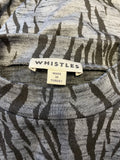 WHISTLES GREY & BLACK PRINT STRETCH JERSEY MIDI DRESS SIZE 6