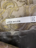 KAREN MILLEN BRONZE JACQUARD DESIGN MINI SKIRT SIZE 10