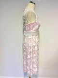BRAND NEW DRESS CODE BY VEROMIA PINK LINED & SHEER WHITE EMBROIDERED OVERLAY DRESS & SHEER DUSTER COAT SIZE 20