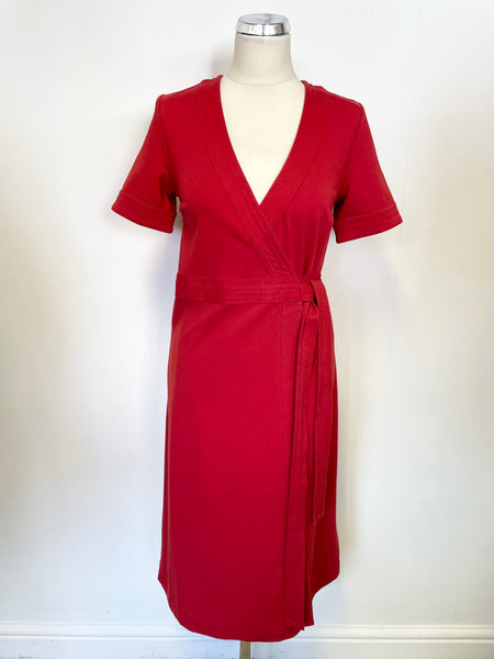 BRAND NEW BODEN RED SHORT SLEEVE WRAP DRESS SIZE 10 L
