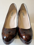 LK BENNETT SLEDGE BROWN TORTOISE SHELL PATENT LEATHER HEELS SIZE 7/40