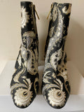 BRAND NEW TED BAKER ISHBEL BLACK & METALLIC JACQUARD PRINT FRABRIC ANKLE BOOTS SIZE 5/38