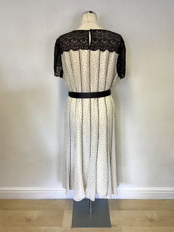 JACQUES VERT IVORY & BLACK SPOT SPECIAL OCCASION DRESS SIZE 20