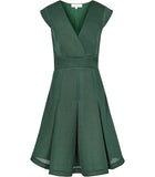 REISS RIVIERA GREEN FIT & FLARE CUT OUT BACK VOLUME DRESS SIZE 10