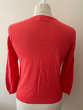 BRORA CORAL/ORANGE LINEN & COTTON BLEND 3/4 SLEEVE CARDIGAN SIZE 10