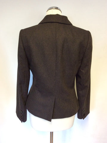 HOBBS DARK BROWN WOOL BLEND TROUSER SUIT SIZE 10/12
