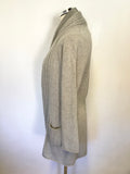 LUISA CERANO GREY WOOL & CASHMERE BLEND SILK TRIM CARDIGAN SIZE 10
