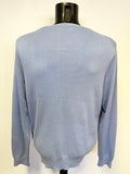 RALPH LAUEN POLO PALE BLUE V NECK COTTON JUMPER SIZE XL SLIM FIT