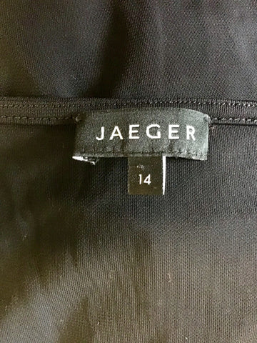 JAEGER BLACK WRAP ACROSS TOP CAP SLEEVE DRESS SIZE 14