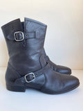UGG FRANCES DARK BROWN LEATHER BUCKLE TRIM ANKLE  BOOTS SIZE 8.5/41
