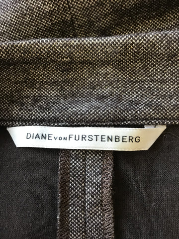 DIANE VON FURSTENBERG BROWN MARL BOYFRIEND JACKET SIZE UK 12