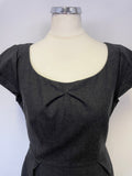 LK BENNETT GREY WOOL CAP SLEEVE PENCIL DRESS SIZE 8