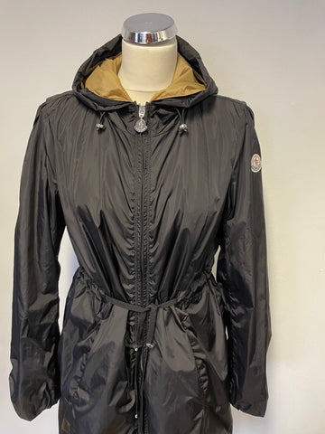 MONCLER OMBRÉ GIUBBOTTO BLACK HOODED WATERPROOF TRENCH COAT SIZE M