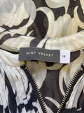 MINT VELVET BLACK & IVORY PATTERNED LONG SLEEVED TOP SIZE 18