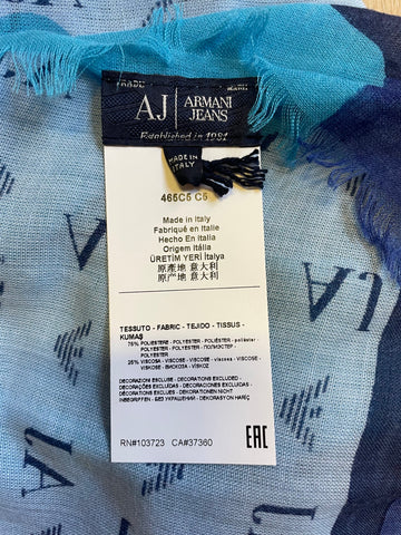 ARMANI JEANS BLUE & TURQUOISE AJ PRINT SCARF /WRAP