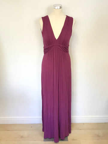 PHASE EIGHT CRANBERRY PINK SLEEVELESS STRETCH JERSEY MAXI DRESS SIZE 12