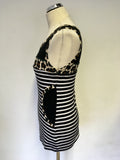 MARCCAIN SPORTS BLACK & WHITE STRIPE & LEOPARD PRINT VEST TOP SIZE N5 UK 14/16