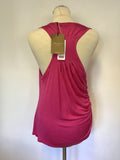 BRAND NEW TED BAKER BRIGHT PINK SILK DRAPE RACER BACK TOP SIZE 4 UK 14