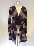 TED BAKER PURPLE,BLACK & DARK GREY CHECK WOOL BLEND TIE WAIST COAT SIZE 2 UK 10