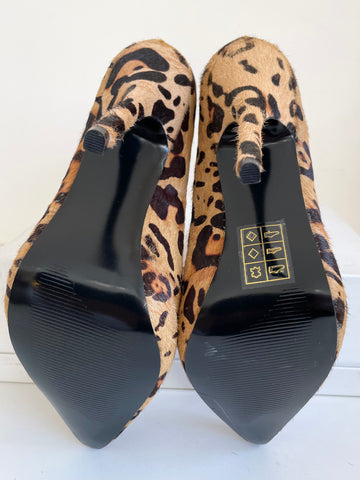 BRAND NEW STEVE MADDEN DERIVED CAMEL LEOPARD PRINT PONYSKIN BOOTIES SIZE UK 5/38