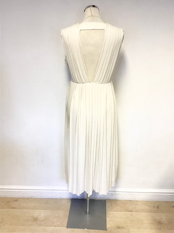 SELECTED FEMME CREAM SLEEVELESS PLEATED SPECIAL OCCASION DRESS SIZE 36 UK 8/10