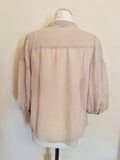 WHISTLES BEIGE SILK EMBROIDERED TRIM BLOUSE SIZE 14
