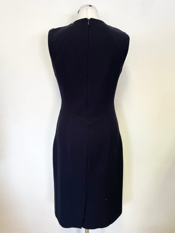 HOBBS NAVY BLUE ROUND NECK SLEEVELESS PENCIL DRESS SIZE 10