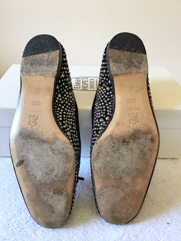 EMMA HOPE BLACK SUEDE & METAL STUDDED BALLET FLATS SIZE 2.5 / 35