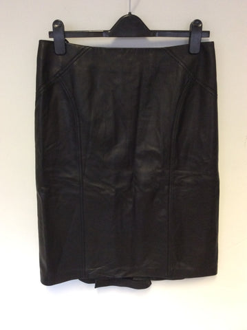 BLACKY DRESS BLACK LEATHER PENCIL SKIRT SIZE 38 UK 10/12