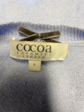 COCOA CASHMERE LONDON LIGHT BLUE 100% CASHMERE & ANGORA FUR SPOT TO FRONTJUMPER SIZE S