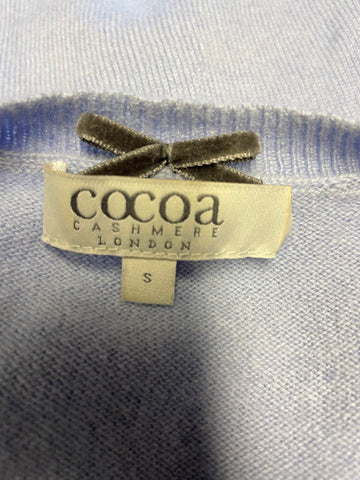 COCOA CASHMERE LONDON LIGHT BLUE 100% CASHMERE & ANGORA FUR SPOT TO FRONTJUMPER SIZE S