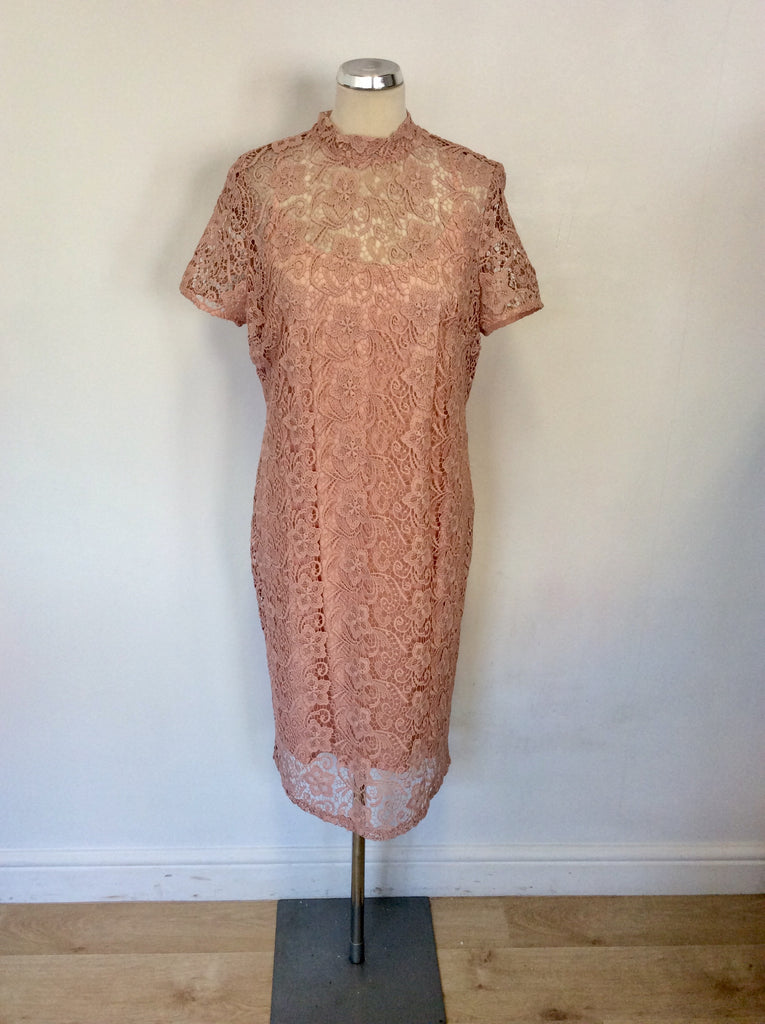 BRAND NEW MARKS & SPENCER PINK BLUSH LACE SHORT SLEEVE DRESS SIZE 16 Whispers Dress Agency BRAND NEW MARKS & SPENCER PINK BLUSH LACE SHORT SLEEVE DRESS SIZE 16 Whispers Dress Agency