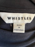 WHISTLES BLACK SILK KEY HOLE OPEN BACK SHORT SLEEVE TOP SIZE XS