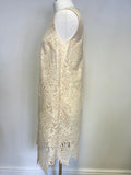 BRAND NEW JAEGER EX SAMPLE PALE LEMON LACE LEAF DESIGN SPECIAL OCCASION SHIFT DRESS SIZE 10