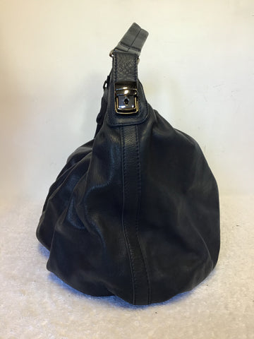 NICOLE FARHI NAVY BLUE LEATHER LARGE SHOULDER/ HAND BAG