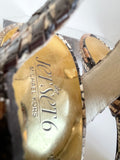 MICHAEL KORS JETSET 6 BEIGE & BROWN SNAKESKIN PRINT PLATFORM & HIGH HEEL SANDALS SIZE 6/39