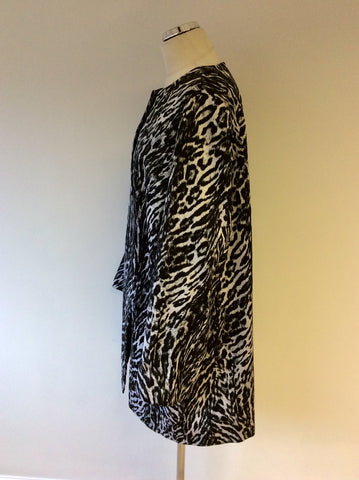 MARINA RINALDI BLACK & IVORY LEOPARD PRINT RAINCOAT SIZE 25 UK 20