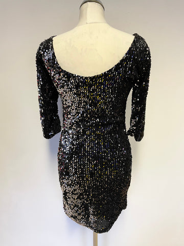 ESMARA BY HEIDI KLUM BLACK & SILVER SEQUIN BODYCON DRESS SIZE 12
