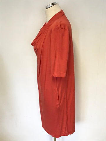 WHISTLES RED COWL NECKLINE SHORT SLEEVE T SHIRT DRESS SIZE 12