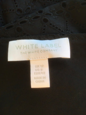 BRAND NEW WHITE COMPANY BLACK BROIDERY ANGLAISE SLEEVELESS SHIFT DRESS SIZE 12
