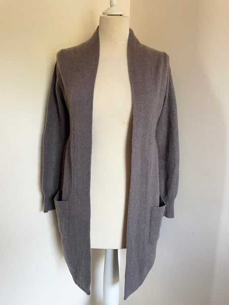 MARKS & SPENCER ESPRESSO PURE CASHMERE LONG CARDIGAN SIZE 8