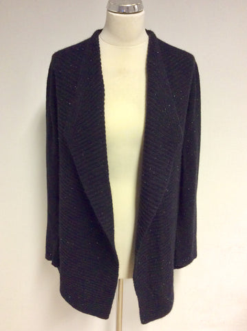 LUISA CERANO BLACK MARL MERINO WOOL CARDIGAN SIZE 14