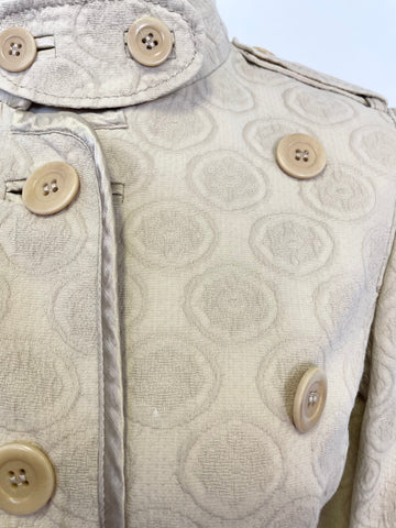 KAREN MILLEN CREAM EMBOSSED PRINT COTTON COAT SIZE 10