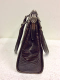 HOBBS DARK BROWN LEATHER CROC DESIGN TOTE/ SHOULDER BAG