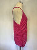 BRAND NEW TED BAKER BRIGHT PINK SILK DRAPE RACER BACK TOP SIZE 4 UK 14