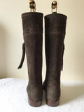 MOLOH TETBURY ENGLAND DARK BROWN SUEDE TASSEL TRIM BOOTS SIZE 3/36