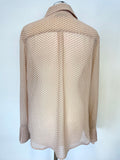 MINT VELVET APRICOT & BLACK SPOT LONG SLEEVE PLEATED FRILL CUFF BLOUSE SIZE 14