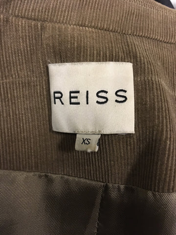 REISS ANGELO LIGHT BROWN CORDUROY FITTED JACKET SIZE XS